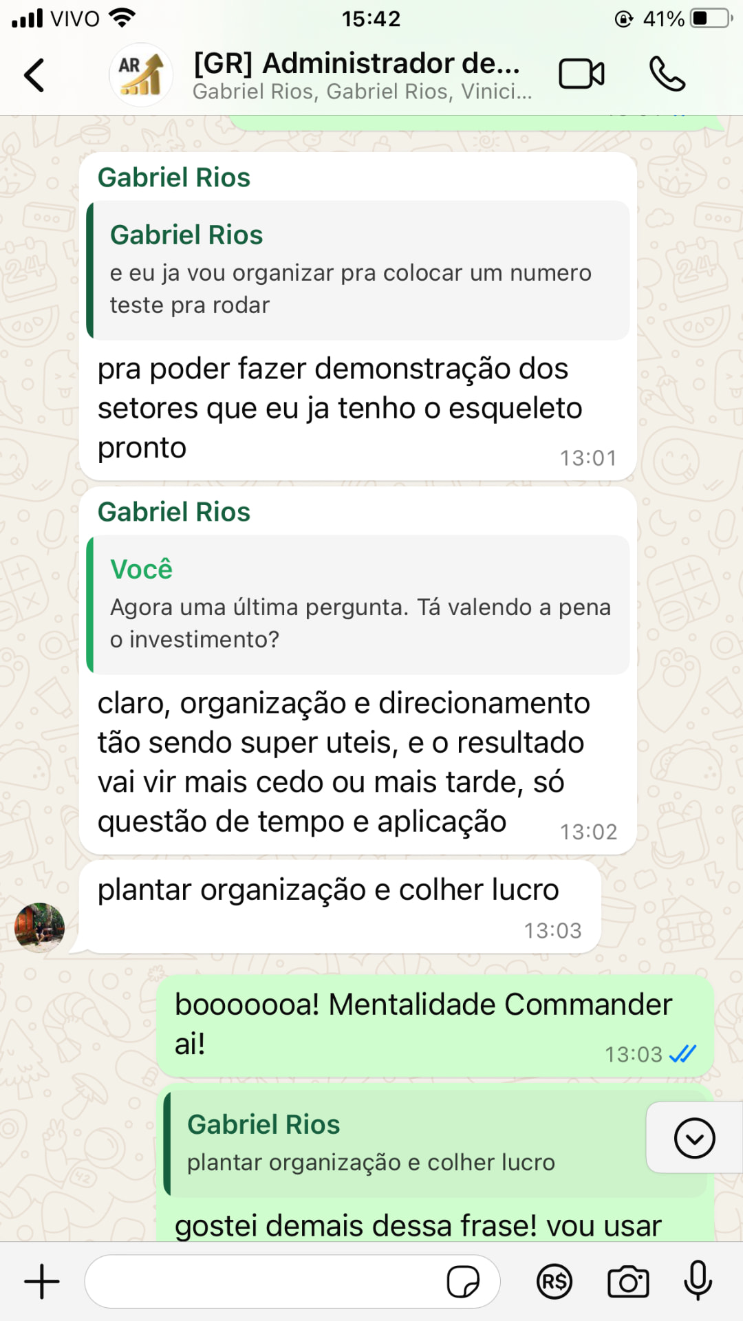 Depoimento de Gabriel Rios enviado por WhatsApp